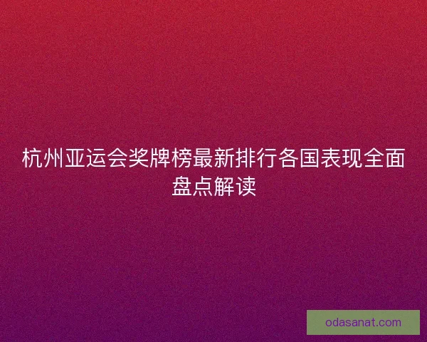 杭州亚运会奖牌榜最新排行各国表现全面盘点解读