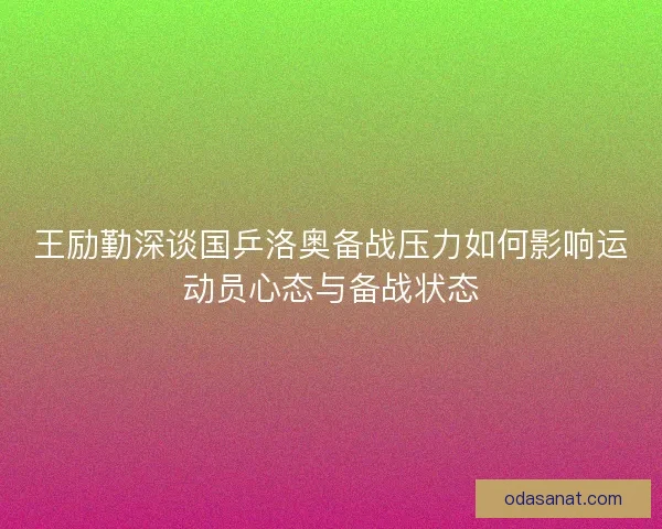 王励勤深谈国乒洛奥备战压力如何影响运动员心态与备战状态