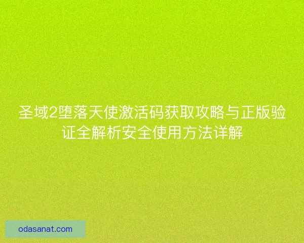 圣域2堕落天使激活码获取攻略与正版验证全解析安全使用方法详解
